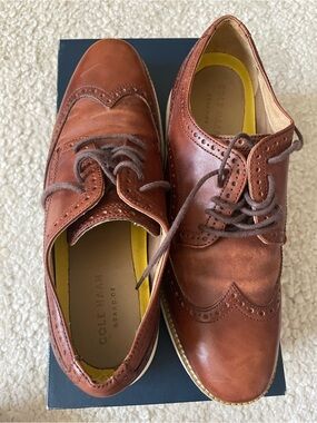 Cole Haan Men's Cognac Brown Wingtip Oxfords